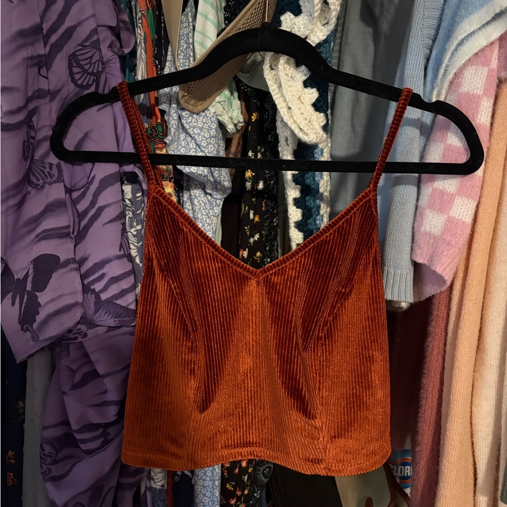 Rust Orange Ribbed Camisole Top XL SHEIN